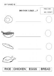 English Worksheet: FOOD! DO YOU LIKE...?