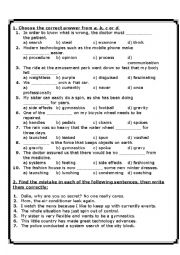 English Worksheet: advanced vocabulary and grammar test