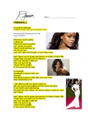 English Worksheet: Rihanna - Farewell 1