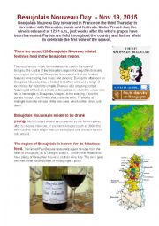 English Worksheet: BEAUJOLAIS NOUVEAU DAY