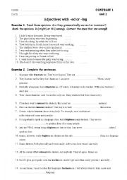 English Worksheet: Adjectives ending in -ing or -ed