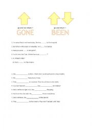 English Worksheet: Been vs. Gone