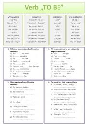 English Worksheet: To be 