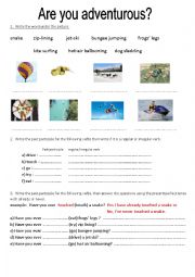 English Worksheet: Are you adventurous?