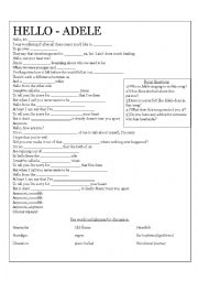 English Worksheet: Adele - Hello