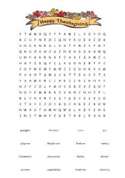 Thanksgiving word search