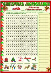Christmas wordsearch  with a hidden message , KEY included