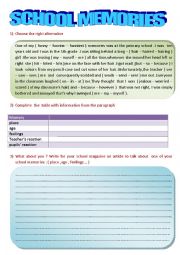 English Worksheet: School Memoeies