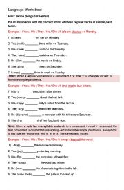 English Worksheet: Language Past tense