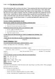 English Worksheet: how will life be in the future 