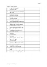 English Worksheet: Pass the Word