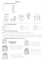 English Worksheet: Numbers 1-12