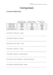 English Worksheet: Comparison exercise - British football teams