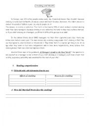 English Worksheet: smoking and health