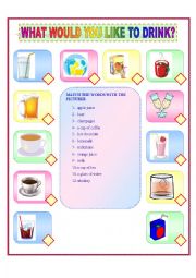 English Worksheet: WHAT WOULD YOU LIKE TO DRINK?