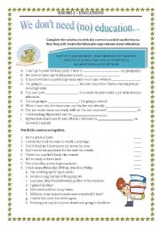 English Worksheet: IDIOMS 2 - EDUCATION with a key