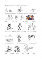 English Worksheet: exercises present continuous