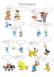 English Worksheet: short answers in cartoons