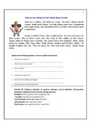 English Worksheet: present simple stories for reading comprehension