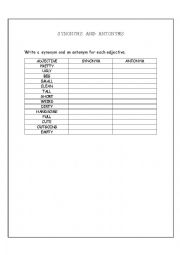 English Worksheet: Synonyms and Antonyms