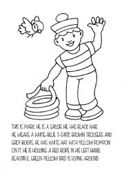 English Worksheet: Reading and colouring