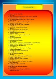 English Worksheet: Paraphrasing 4