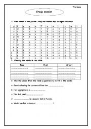 English Worksheet: fruit