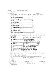 English Worksheet: mixed worksheet