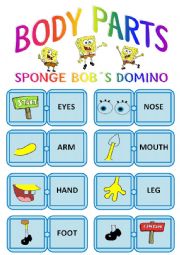 English Worksheet: Body Partss Domino (Sponge Bob)