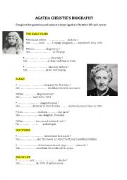 English Worksheet: Agatha Christies biography