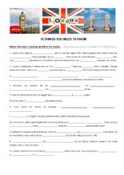 English Worksheet: Video : Ten things you need to know about London