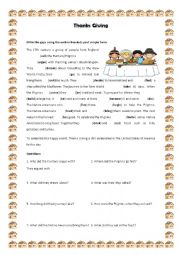 English Worksheet: Thanks Giving past tense exercise