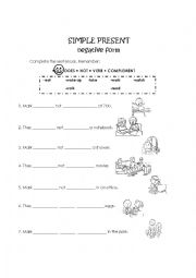 English Worksheet: Simple present negative