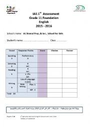 First Report exam - gr.11 ( reading - use of lang., & writing 