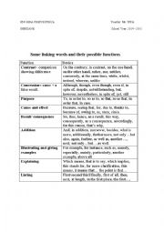 English Worksheet: linking words