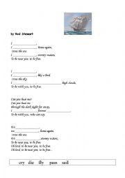 English Worksheet: Im Sailing by Rod Stewart - a very easy song to practise present continuous