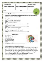 English Worksheet: FULL TERM TEST N&