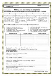 English Worksheet: Making and responding to complaints