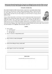 English Worksheet: Reading - Health Problems