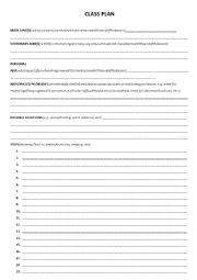 English Worksheet: CLASS PLAN