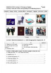 English Worksheet: Module 2: Section 3: Welcome to Tunisia       7th grade