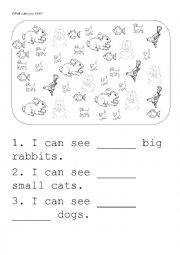 English Worksheet: Pets + big and small