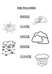 English Worksheet: The weather. Trace and match