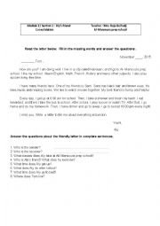 English Worksheet: consolidation activity grade 7 informal letter