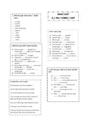 English Worksheet: Have got some any a an