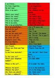 English Worksheet: Questions and answers - Matching cards