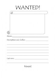 English Worksheet: Wanted poster