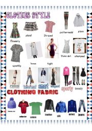 English Worksheet: Clothes styles pictionary