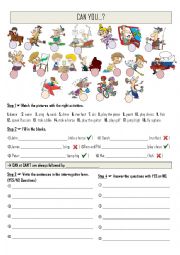English Worksheet: CAN YOU?