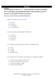 English Worksheet: listening Exam - 11 advanced - Narrative